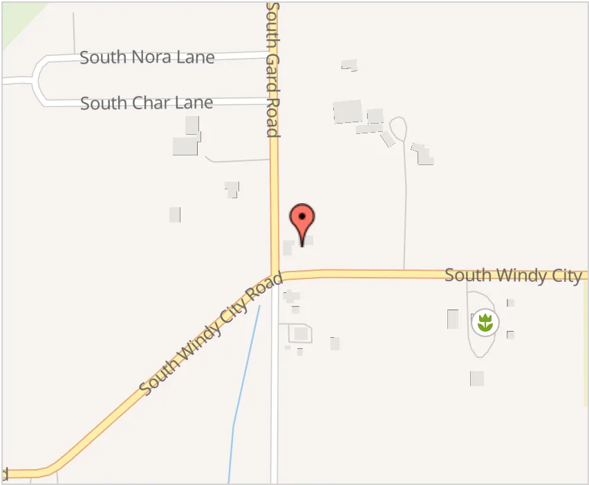 Map showing Clarkes United Methodist Church at 18773 S. Windy City Rd, Mulino, OR. Opens Google Maps.